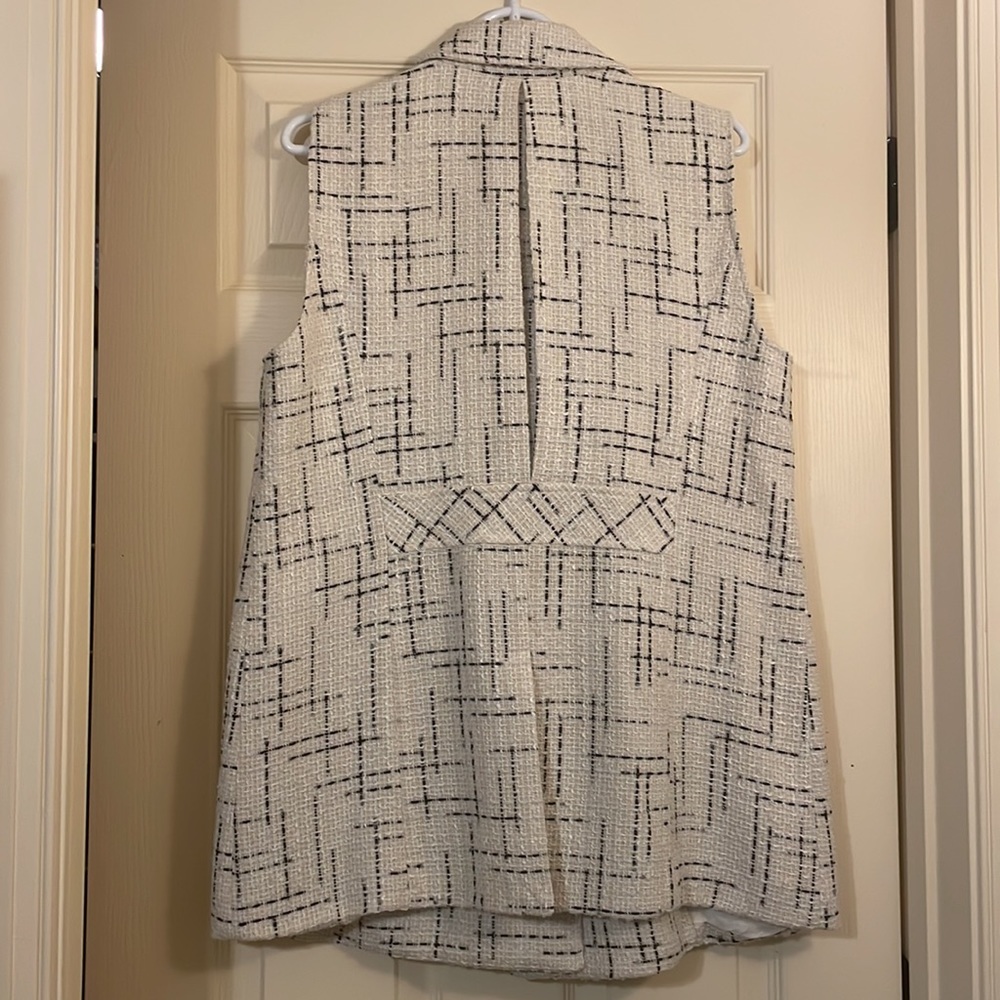 Anthropologie Maeve Tweed Vest, Black/White, 12 - Picture 7 of 11